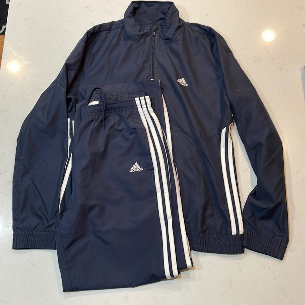 Adidas navy blue jogging suit